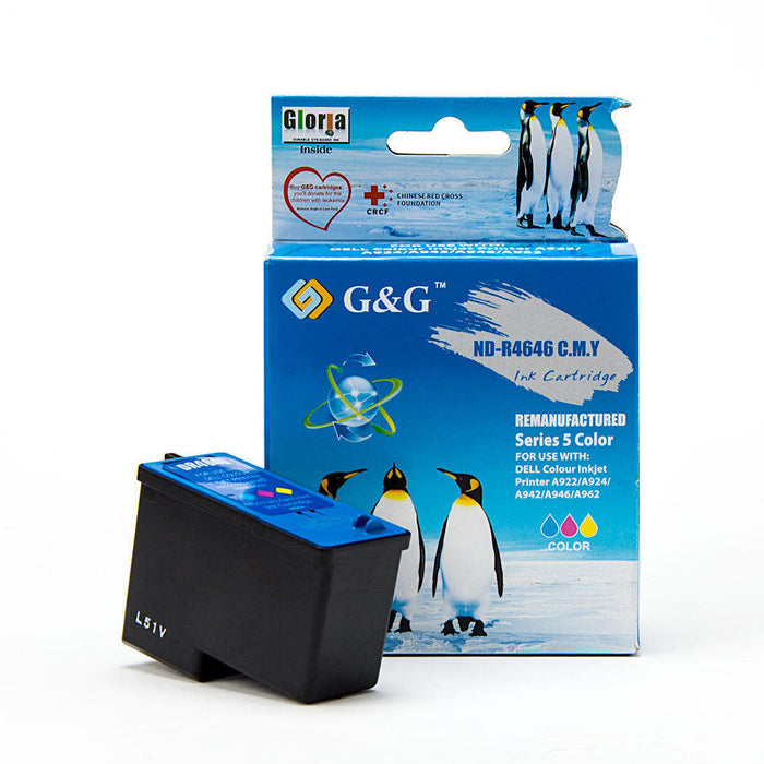 Dell Series 5 M4646 R5974 J5567 Remanufactured Color Ink Cartridge High Yield - G&G™