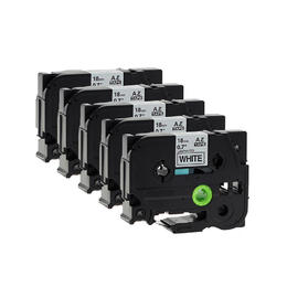 Brother TZe-241 Label Tape, 18mm (0.7"), Black on White, Compatible - 5/Pack