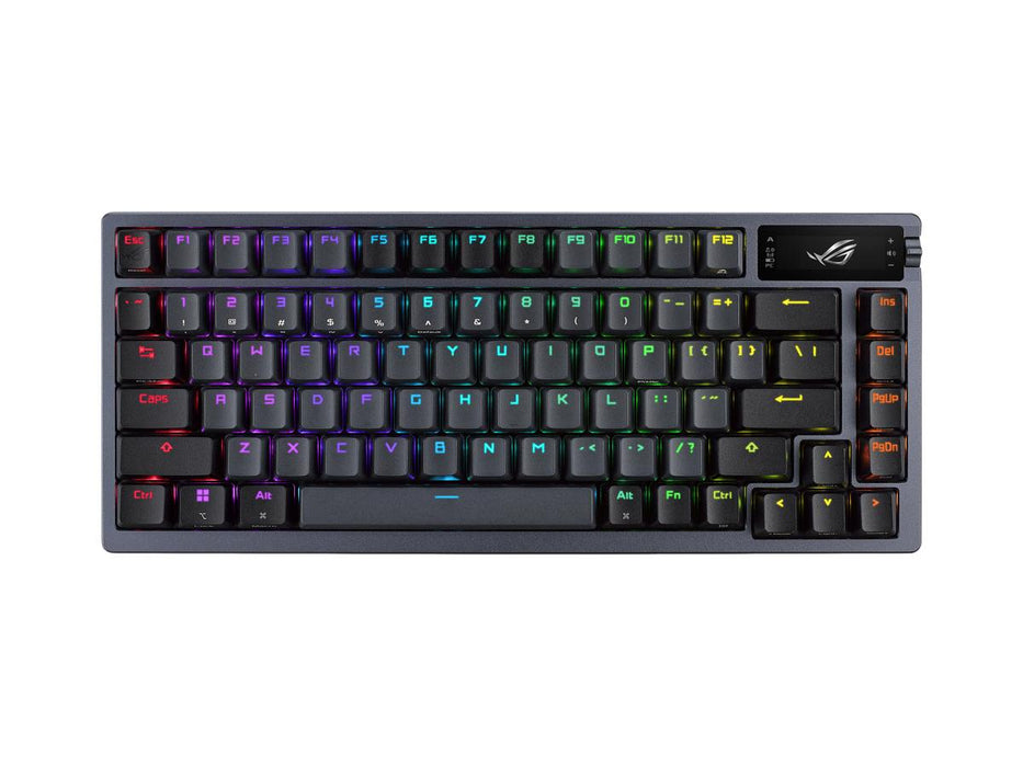 ROG AZOTH 75 WIRELESS DIY CUSTOM GAMING KEYBOARD, OLED DISPLAY, GASKET-MOUNT, THREE-LAYER DAMPENING, HOT-SWAPPABLE PRE-LUBED ROG NX RED SWITCHES & KEYBOARD STABILIZERS, ABS KEYCAPS, RGB-BLACK