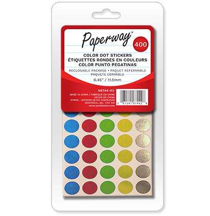 400 COLOR DOT STICKERS 0.45"