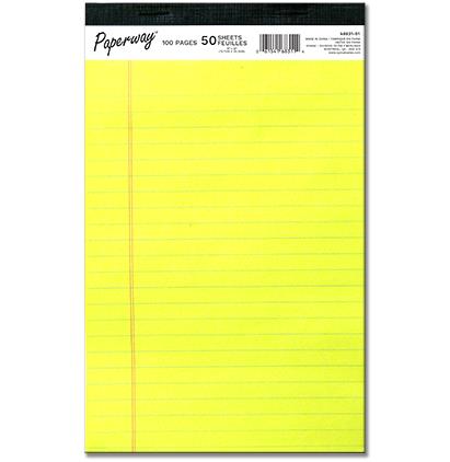 PAPERWAY® LEGAL PAD - 50 - YELLOW 5" X 8"