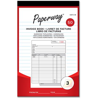 PAPERWAY® INVOICE BOOK - 50 5-1/4" X 8" - TRIPLICATES