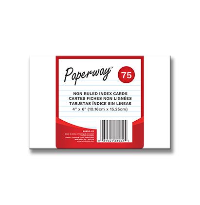 PAPERWAY® INDEX CARDS - 75 NON RULED 4" X 6"