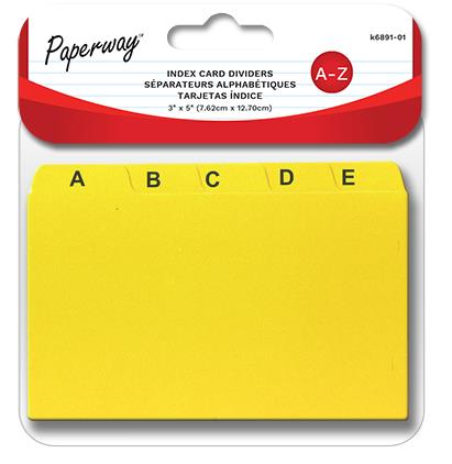 PAPERWAY® INDEX CARD DIVIDERS A-Z 3" X 5"