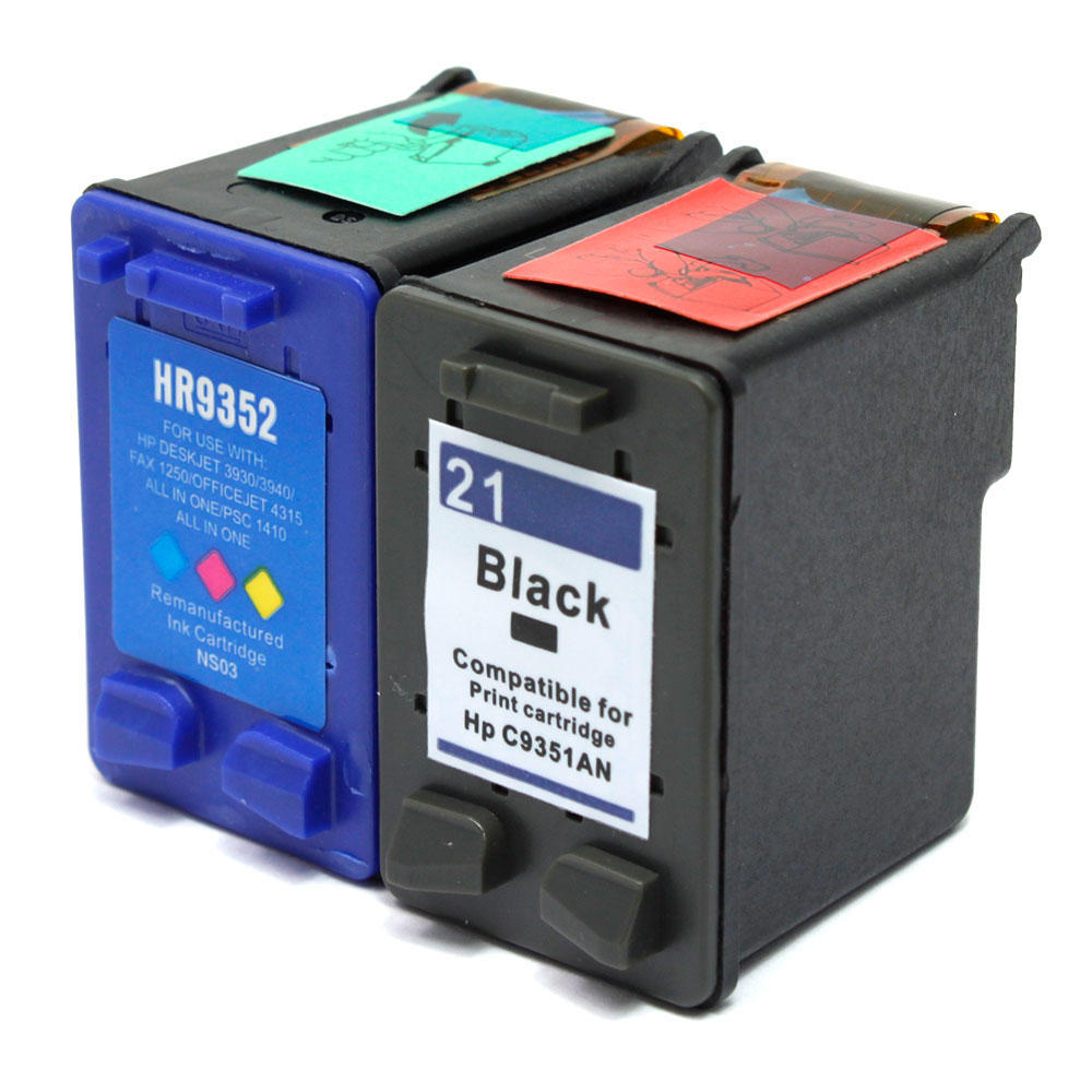 Remanufactured HP 21 HP 22 Black and Color Ink Cartridge Combo ...