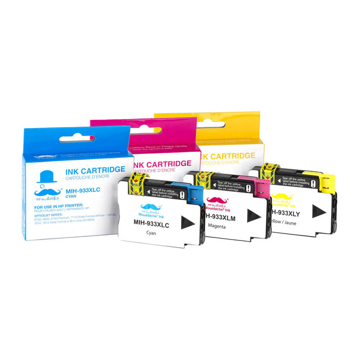 Compatible HP 933XL Color Ink Cartridge Combo High Yield C/M/Y - Moustache®