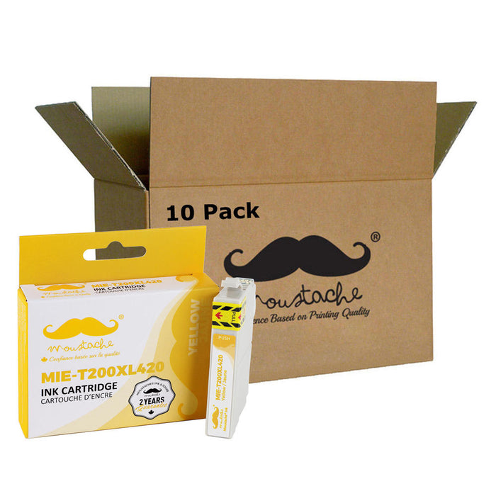 Epson 200 T200XL420 Compatible Yellow Ink Cartridge High Yield - Moustache® - 10/Pack