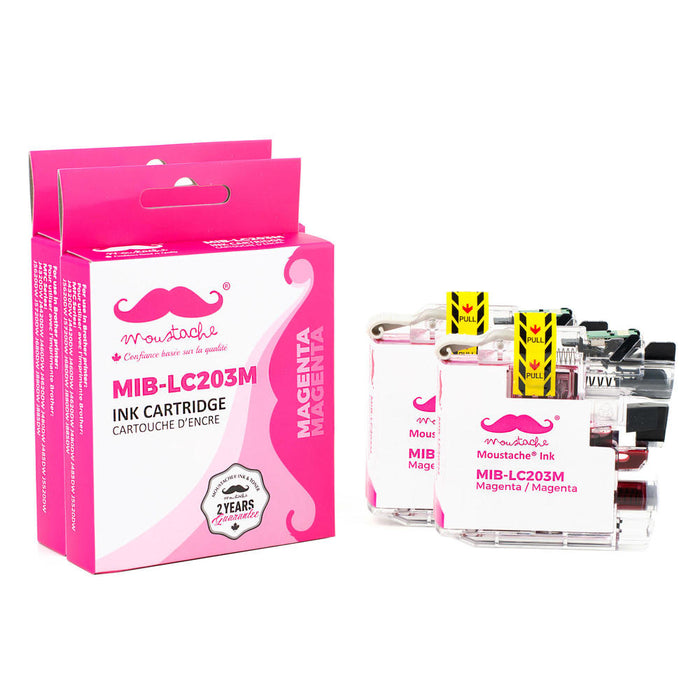 Brother LC203M Compatible Magenta Ink Cartridge High Yield - Moustache® - 2/Pack