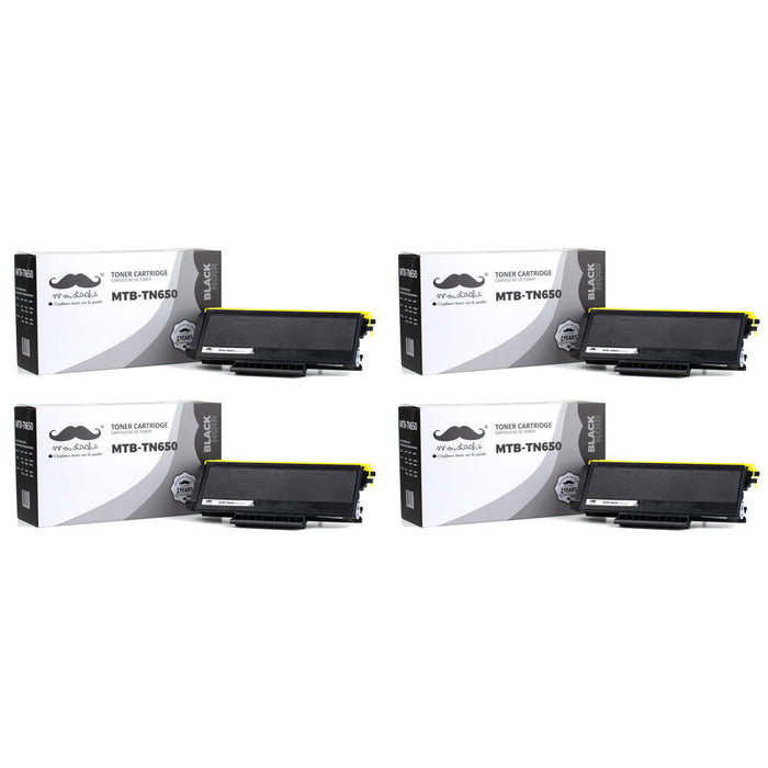 Brother TN650 Compatible Black Toner Cartridge High Yield - Moustache® - 4/Pack