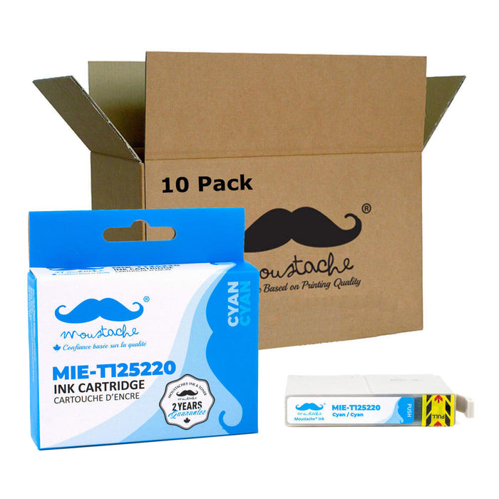 Epson 125 T125220 Compatible Cyan Ink Cartridge - Moustache® - 10/Pack