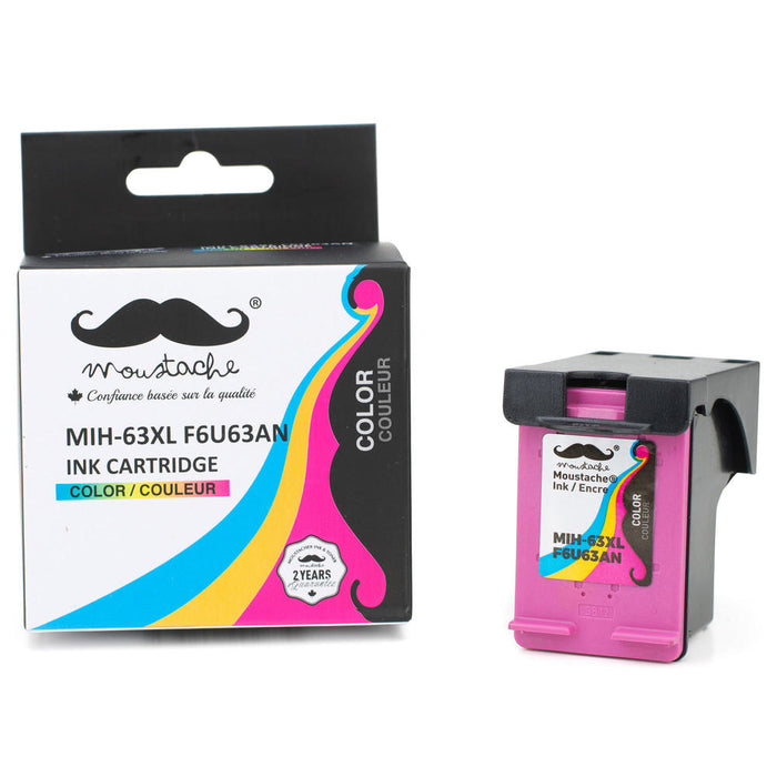 Remanufactured HP 63XL F6U63AN Tri-Color Ink Cartridge High Yield - Moustache® - 1/Pack