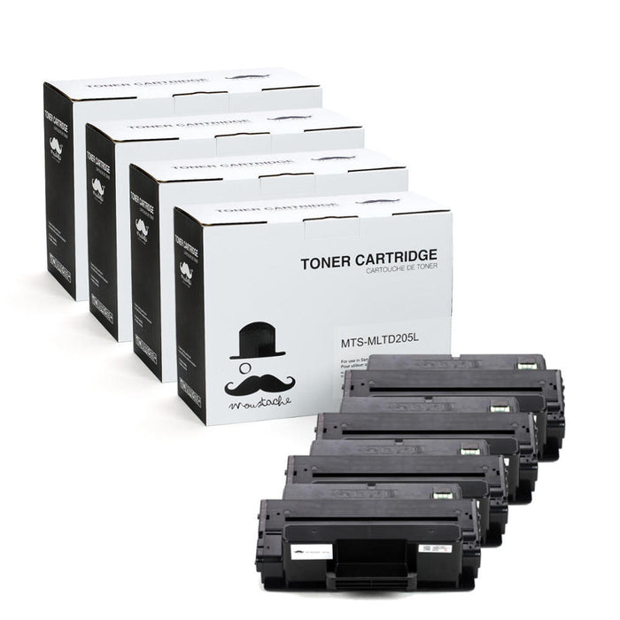 Samsung MLT-D205L Compatible Black Toner Cartridge High Yield For ML-3312ND Printer - Moustache® - 4/Pack