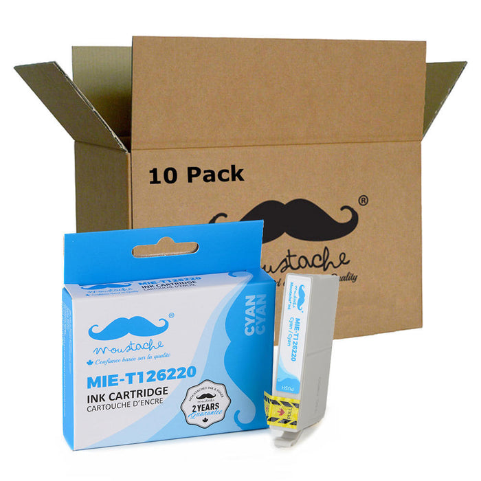 Epson 126 T126220 Compatible Cyan Ink Cartridge High Yield - Moustache® - 10/Pack