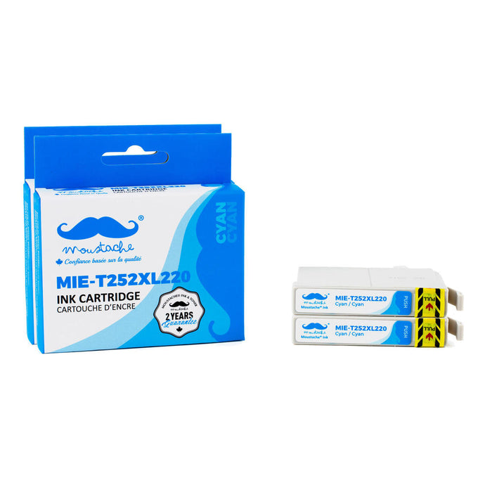 Epson 252 T252XL220 Compatible Cyan Ink Cartridge High Yield - Moustache® - 2/Pack