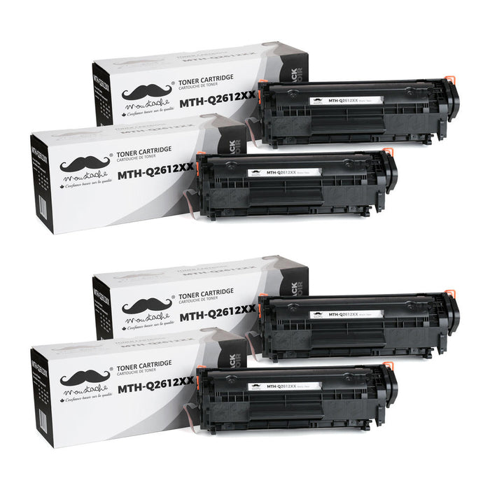 Remanufactured HP 12X Q2612XX Black Toner Cartridge Extra High Yield - Moustache® - 4/Pack