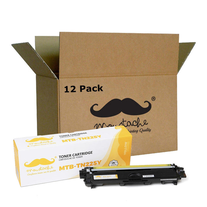 Brother TN225 Compatible Yellow Toner Cartridge High Yield - Moustache® - 12/Pack