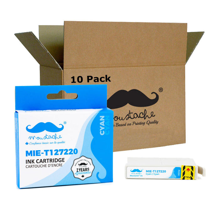 Epson 127 T127220 Compatible Cyan Ink Cartridge Extra High Yield - Moustache® - 10/Pack