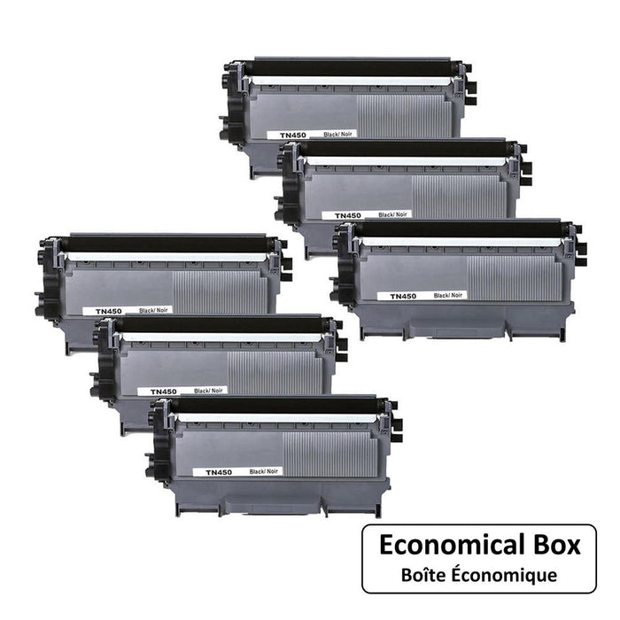 Brother TN-450 Compatible Black Toner Cartridge - Economical Box - 6/Pack