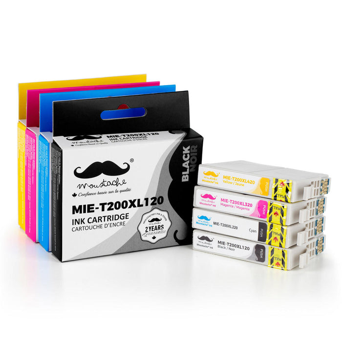 Epson 200 T200XL Compatible Ink Cartridge Combo High Yield BK/C/M/Y - Moustache®
