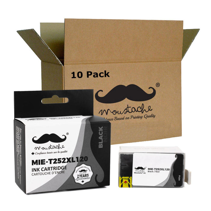 Epson 252 T252XL120 Compatible Black Ink Cartridge High Yield - Moustache® - 10/Pack