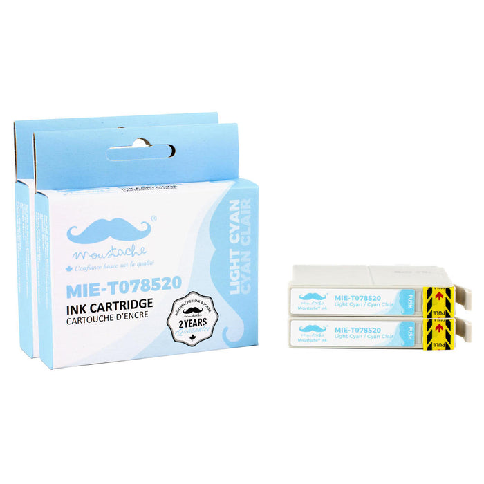 Epson 78 T078520 Compatible Light Cyan Ink Cartridge - Moustache® - 2/Pack
