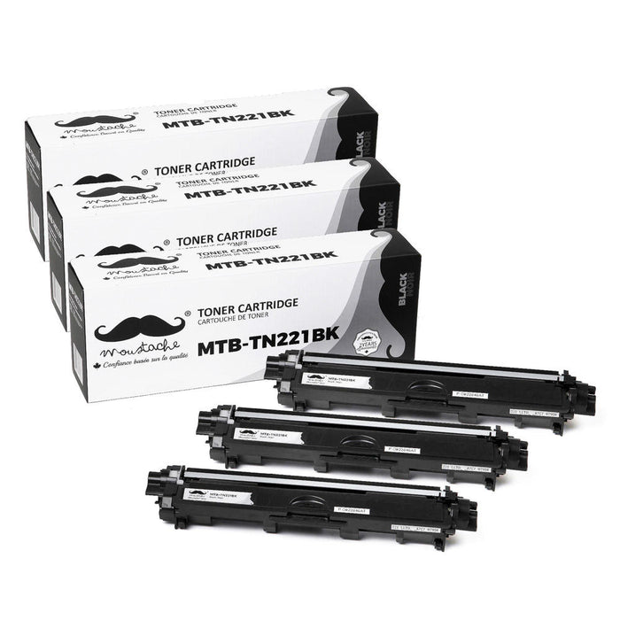 Brother TN221 Compatible Black Toner Cartridge - Moustache® - 3/Pack