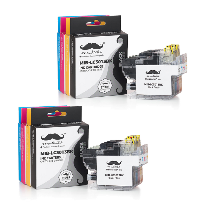 Brother LC3013 Compatible Ink Cartridge High Yield 2 Combos BK/C/M/Y - Moustache® - 8PK