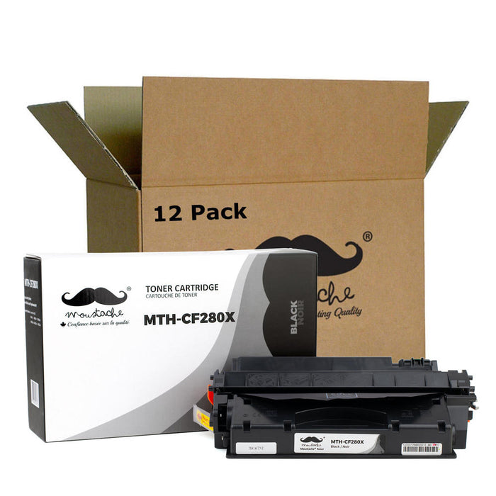 Compatible HP 80X CF280X Black Toner Cartridge High Yield - Moustache® - 12/Pack