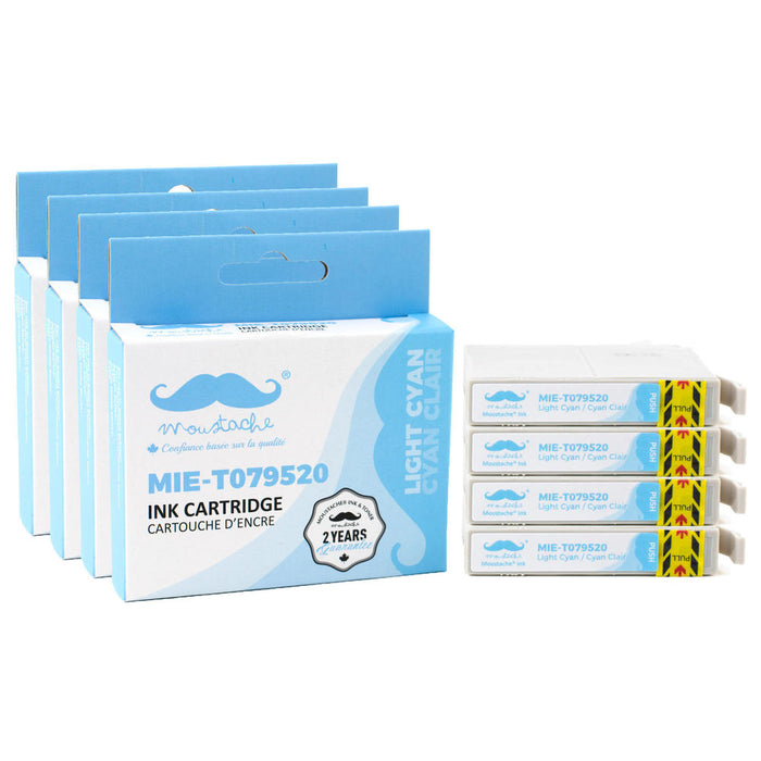 Epson 79 T079520 Compatible Light Cyan Ink Cartridge High Yield - Moustache® - 4/Pack