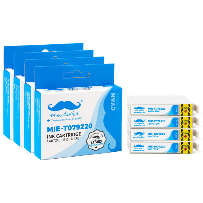 Epson 79 T079220 Compatible Cyan Ink Cartridge High Yield - Moustache® - 4/Pack