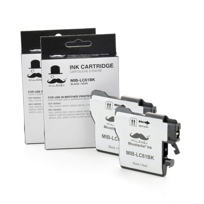 Brother LC61BK Compatible Black Ink Cartridge - Moustache® - 2/Pack