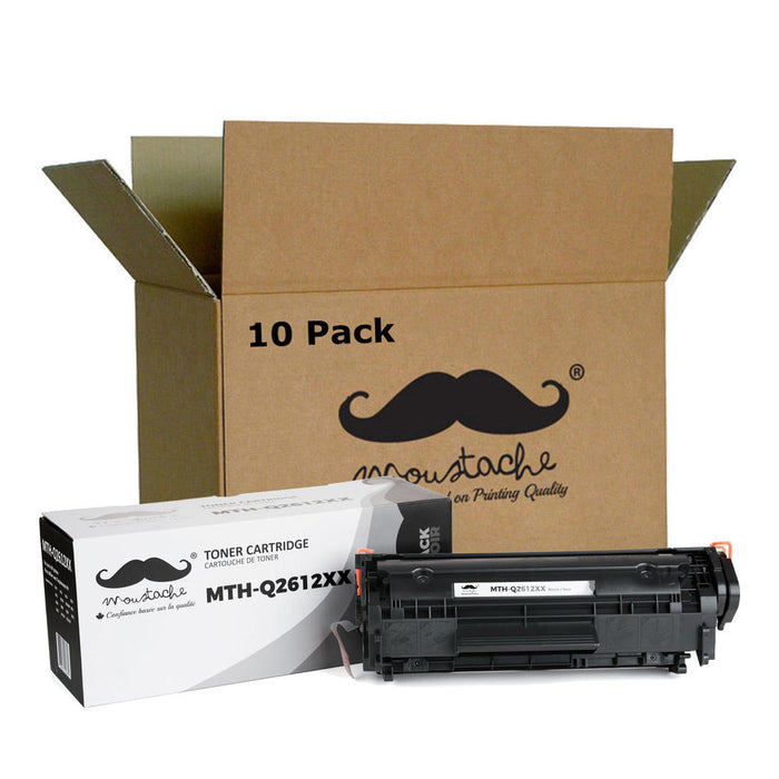 Remanufactured HP 12X Q2612XX Black Toner Cartridge Extra High Yield - Moustache® - 10/Pack
