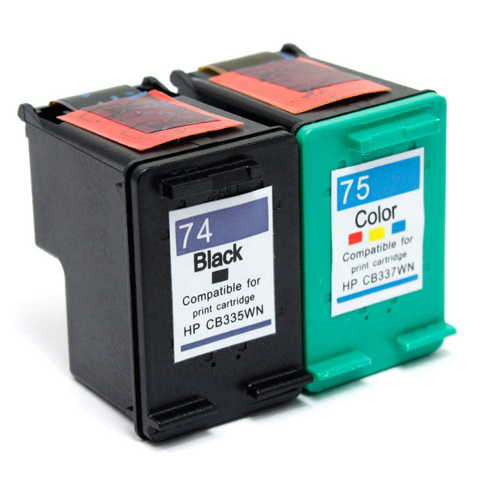 Remanufactured HP 74 CB335WN HP 75 CB337WN Black and Color Ink Cartridge Combo - G&G™