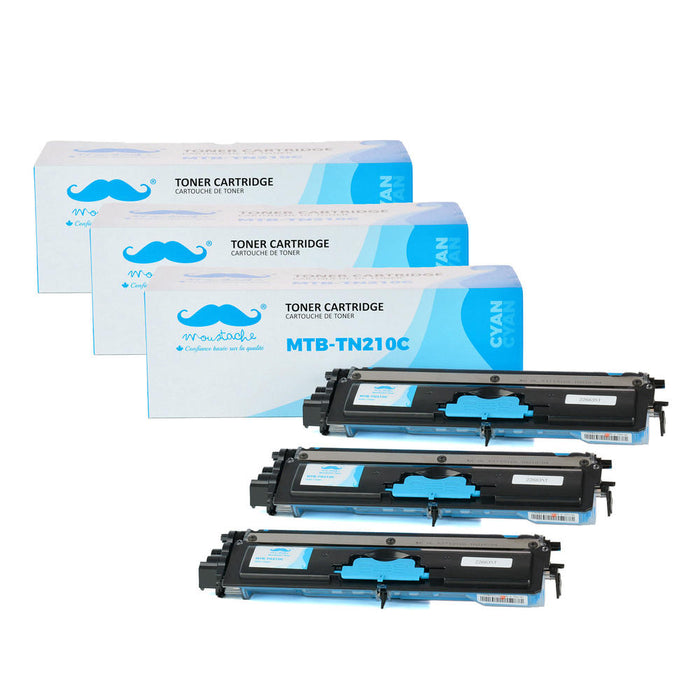 Brother TN210C Compatible Cyan Toner Cartridge - Moustache® - 3/Pack