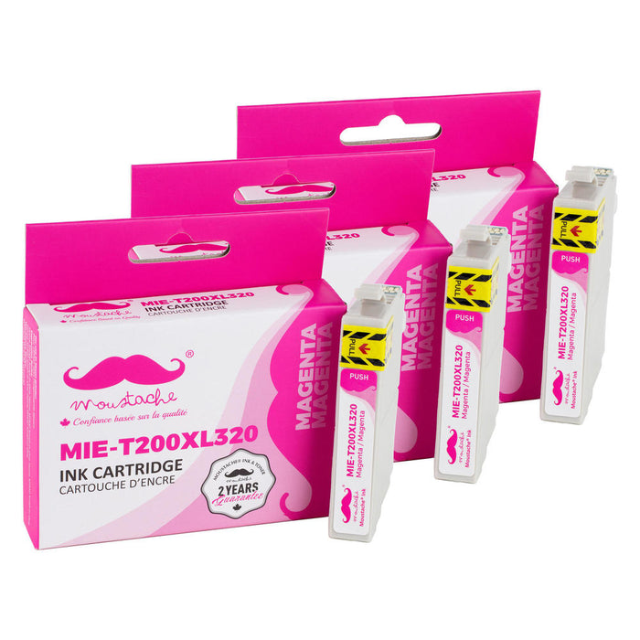 Epson 200 T200XL320 Compatible Magenta Ink Cartridge High Yield - Moustache® - 3/Pack