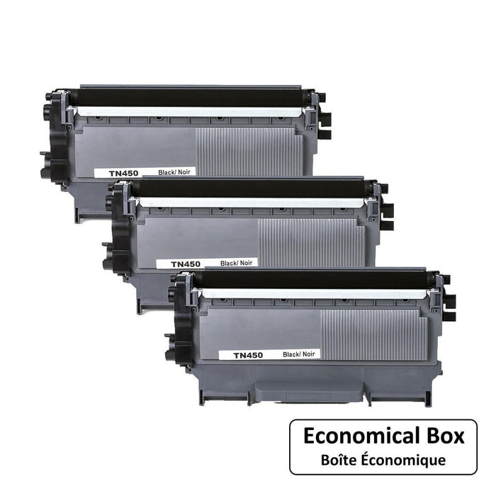 Brother TN-450 Compatible Black Toner Cartridge - Economical Box - 3/Pack