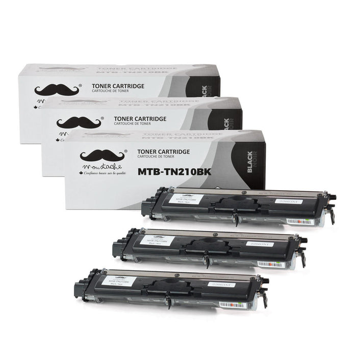 Brother TN-210BK Compatible Black Toner Cartridge - Moustache® - 3/Pack