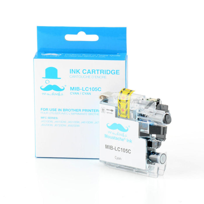 Brother LC105C Compatible Cyan Ink Cartridge High Yield - Moustache®