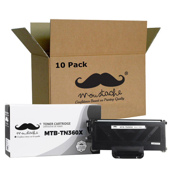 Brother TN-360X Compatible Black Toner Cartridge Extra High Yield - Moustache® - 10/Pack
