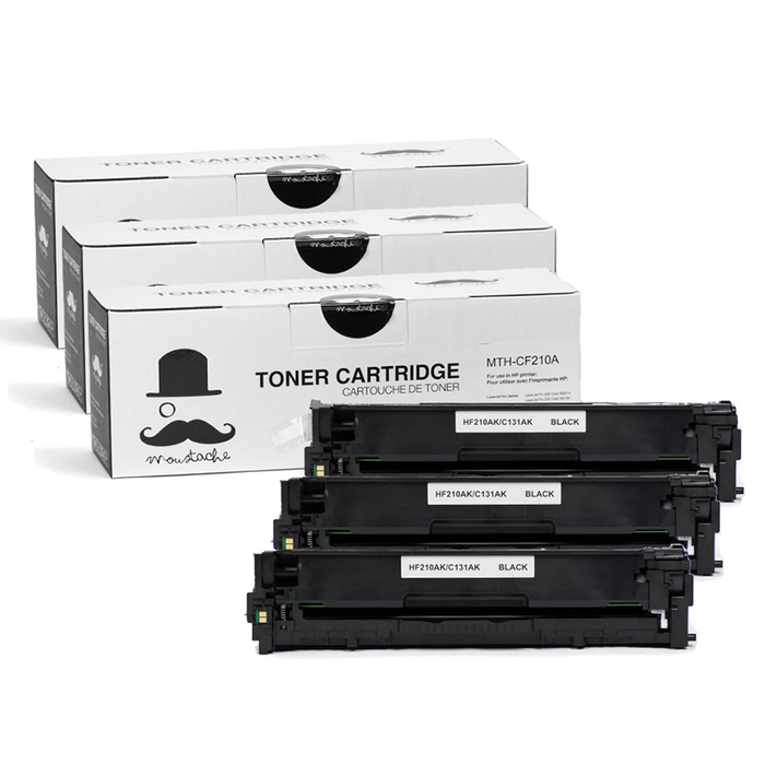 Remanufactured HP 131A CF210A Black Toner Cartridge - Moustache® - 3/Pack