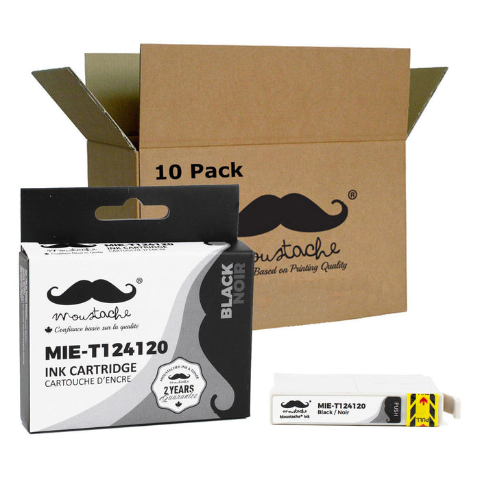 Epson 124 T124120 Compatible Black Ink Cartridge - Moustache® - 10/Pack