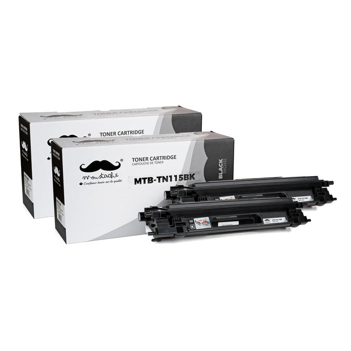 Brother TN115BK Remanufactured Black Toner Cartridge High Yield - Moustache® - 2/Pack