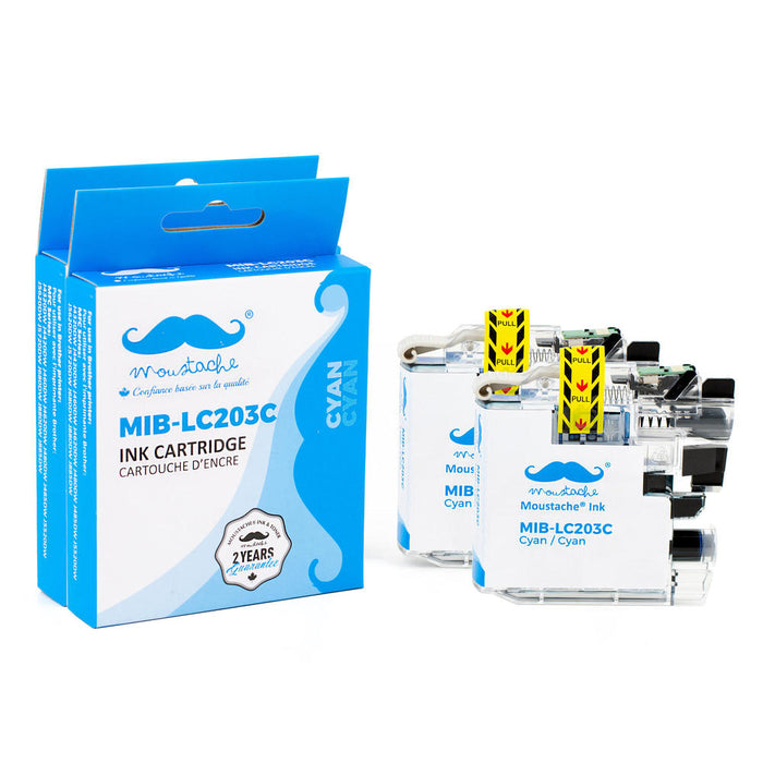 Brother LC203C Compatible Cyan Ink Cartridge High Yield - Moustache® - 2/Pack