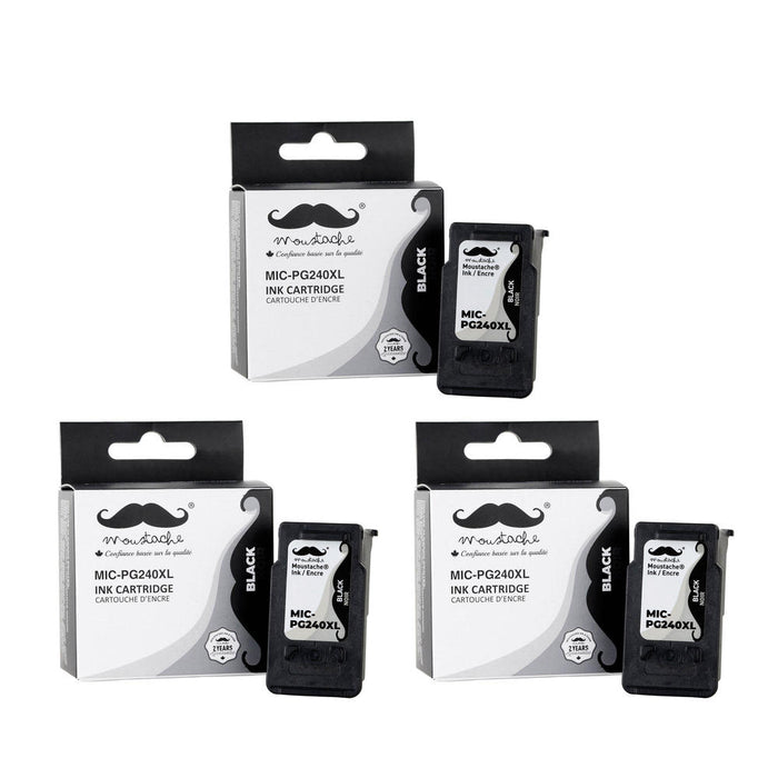 Canon PG-240XL Remanufactured Black Ink Cartridge High Yield - Moustache® - 3/Pack