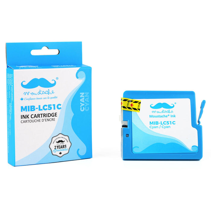 Brother LC51C Compatible Cyan Ink Cartridge - Moustache® - 1/Pack