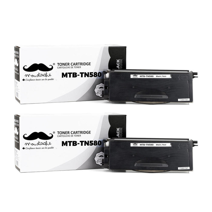 Brother TN580 Compatible Black Toner Cartridge High Yield - Moustache® - 2/Pack