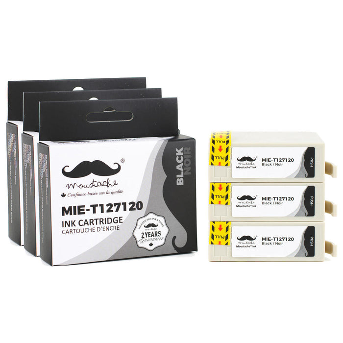 Epson 127 T127120 Compatible Black Ink Cartridge Extra High Yield - Moustache® - 3/Pack