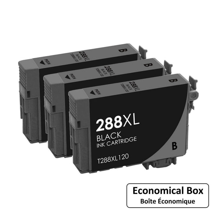 Epson 288 T288XL120 Remanufactured Black Ink Cartridge High Yield - Economical Box - 3/Pack