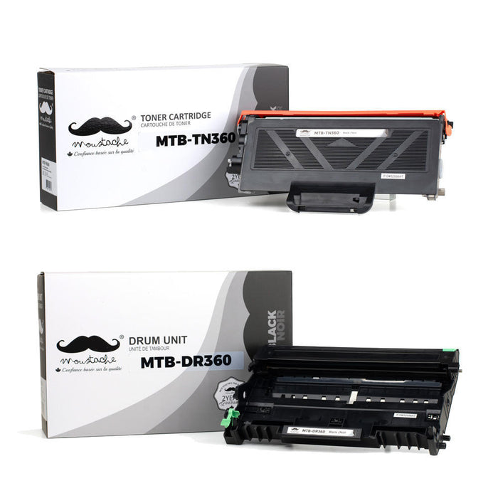 Brother TN360 DR360 Compatible Black Toner Cartridge and Drum Combo - Moustache®