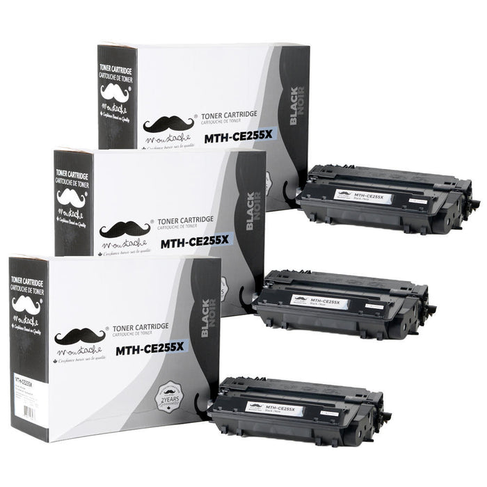 Compatible HP 55X CE255X Black Toner Cartridge High Yield - Moustache® - 3/Pack